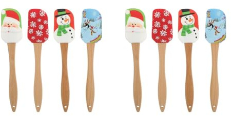Angoily Teigschaber Weihnachten, 8 Stück Silikon Spatel Weihnachten Lustige Küchenspachtel Aus Silikon Weihnachtsspatel Mit Holzgriff Für Butter Käse Sahne Für Weihnachtsdekoration Backen Kochen