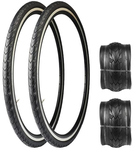 GRELiving 1/2er-Pack 700 x 35c Reifen Rennradreifen mit 3 mm Pannenschutz 37-622 Fahrradreifen Drahtreifen Fahrrad Mantel für Rennrad/Road Bike/Hybrid Bike (2-Pack 700x35c)