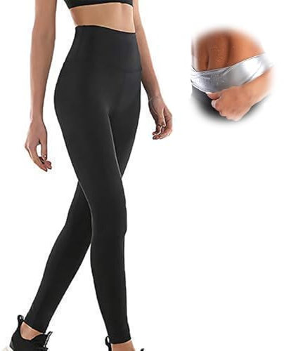 HENESE Pantalon de Perte de Poids Pantalon Sauna Néoprène Femme Thermique Minceur Leggings Hot Thermo Sauna Sueur Shaper pour Fitness (Noir, XL) (M)