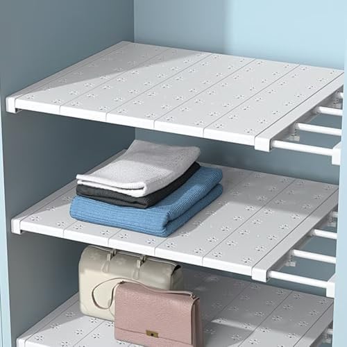 Tielag Verstellbare Regale für Schrank, Erweiterbares Einlegeböden Schrankregal, Nagelfrei Teleskop Regaltrenner für Kleiderschrank, Schrank, Küche, Badezimmer, 24cm Weit, Verstellbare Länge 30-40cm