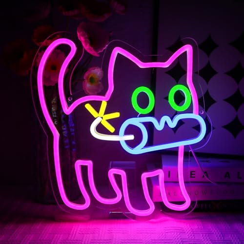 OYCGZV Katze Neon Schild Bombe Katze Led Neon Schild Wand Niedliches Tier Neon Sign für Schlafzimmer Bier Bar Spiel Zone Wohnzimmer Club Männerhöhle Party Home Dekor Zoohandlung Geschenke
