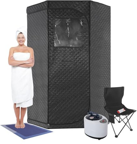 JAYEUW Sauna portatile da 1500 W, sauna a vapore, sauna a vapore, sauna a vapore, con telecomando da 3 l, pieghevole, per riscaldamento, personale SPA, 5 – 99 minuti, timer a 9 livelli, temperatura