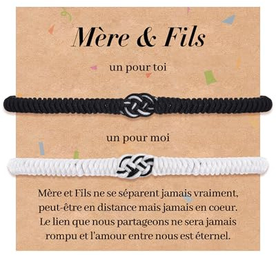 VGWON 2PCS Bracelets Parent‑Enfant, Cadeau pour Maman Fille Papa Fils | Cadeau Original Utile pour Anniversaire, Rentrée Scolaire, Fête des Mères, Fête des Pères, Noël
