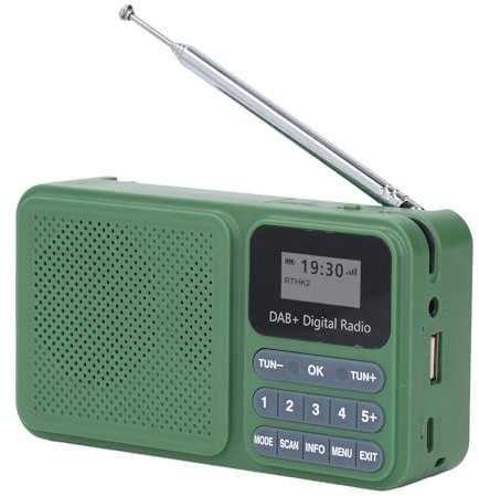 Solar Powered DAB+ Radio with Bluetooth 5.0, 3W Stereo Speaker, USB/SD Playback, 30 Presets 1200mAh Battery for Home, Travel, Emergency Preparedness