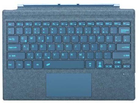 Seagtigau Clavier pour Microsoft Surface Pro 7+ / Pro 7 / Pro 6 / Pro 5 / Pro 4 / Pro 3, 12,3, Bluetooth Type Cover avec trackpad, disposition allemande QWERTZ (bleu cobalt)