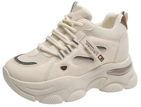 Trcloltc Plateau Chunky Sneaker Damen Leichte Atmungsaktive Bequeme Outdoor Sportschuhe WeißE Schwarz Beige