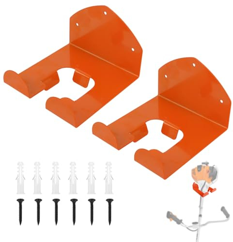 Penitue 2pcs Weed Eater Hanger, Heavy Duty Weedeater Hanger for Garage Wall Storage Weed Wacker Holder Hooks Tool Rack Garden Tool Garage Organizer for Yard Power Tools Grass Trimmer Hedge Trimmer
