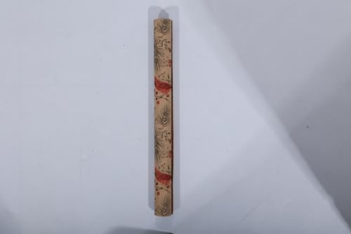 Neloheac Kraft Geschenkpapier Weihnachten, 3 Rollen, 43 cm x 3 m pro Rolle, Rote Tannenzapfen/Roter Vogel/Reines Rot, für Kinder Mädchen Junge Frauen Männer