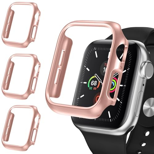 iVoler 3 Pezzi Cover Rigida PC per Apple Watch SE (2025/2022 / 2020) / Series 6 5 4 44mm (Senza Pellicola Protettiva), Ultra Sottile Custodia Antiurto e Anti-Graffio Bumper Case, Oro Rosa