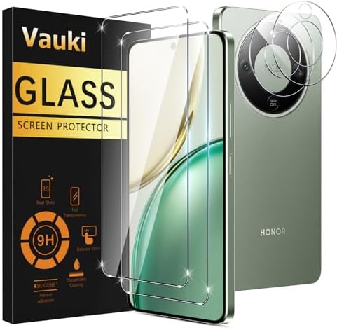 Vauki Verre Trempé pour Honor Magic 8 Lite 5G Protection D'écran Film avec Caméra Arrière Protecteur,Dureté 9H Vitre écran,Anti Rayures Sans Bulless HD Transparent Haute Sensibilité,[2+2Pièces]