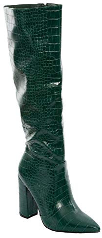 Toocool - Stivali Donna Scarpe a Punta Coccodrillo Ginocchio Tacchi Alti X8062 [40,Verde]