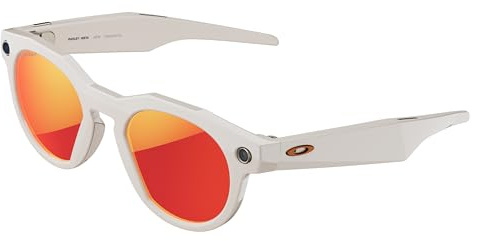 OAKLEY Meta HSTN - AI Glasses for Men & Women - Sport & Lifestyle - Grey | 14 MP Camera, 60 FPS Video, Voice Command, Open-Ear Audio, 8H Battery, Meta AI App - Prizm™ Ruby Lenses