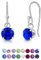 DTPsilver® Pendientes Colgantes Plata de Ley 925 con Cristal Swarovski® 6 mm - Pendientes Mujer Plata - Pendientes Pequeños Azul Eléctrico