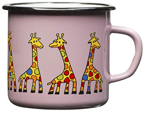 Smaltum de qualité émaillée Rose_ Tasse avec Girafe légère et incassable, idéal pour Les Enfants ou Le Camping (350 ML)