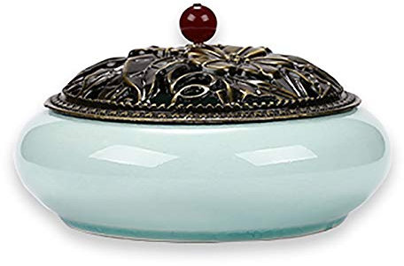 Feelme Keramik Weihrauch Weihrauchhalter, Brenner Luftreiniger Halter Brenner, Mit 48 Weihrauchspule, für Wohnkultur Aromatherapie Ornament