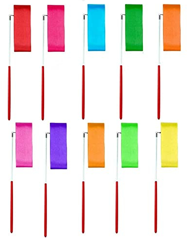 Coyanyu Tanzbänder, 10 Stück Kunst Gymnastik Rhythmische Band Wirbelnden Baton Stange, Gym Dance Ribbon Wand Streamer für Kinder Künstlerische Tanzen Baton Twirling 2 Meter