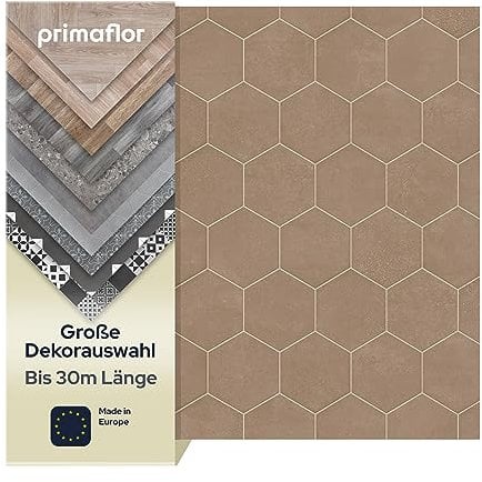 Primaflor PVC Bodenbelag Meterware TURVO - Fliese Marseille, Terra, 2,00m x 1,50m, Vinyl-Boden in Fliesenoptik für Küche, Wohn- und Badezimmer, Hochwertige Auslegware, Anti-Rutsch Oberfläche