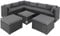 Casaria® Gartenmöbel Set Lounge Möbel für 8 Personen inkl. Auflagen Wetterfest Outdoor Terrasse Gartentisch Sitzkissen Balkon Schwarz Anthrazit