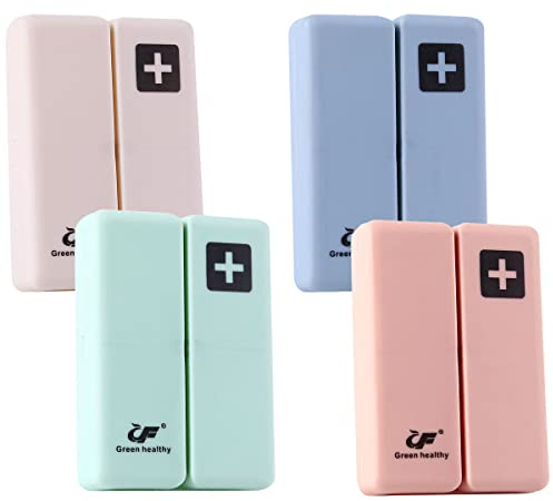 EACHPT Tablettenbox 7 Tage,4 Stück Pillendose 7 Fächer Tragbarer Medikamentenbox,BPA-frei Tragbarer Pillenbox,Magnetische Faltbare Pillendose für Tägliche und Reise Medikamentenbox Vitamine Fischöle