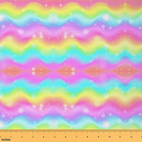 Regenbogenstoff Meterware Ombré Regenbogen Tie Dye Polsterstoff für Kinder Mädchen Teenager Bunter Pastell Dekostoff Niedlicher Aquarell Mädchenstoff Polster und Wohnakzente 276 x 150 (HxB)