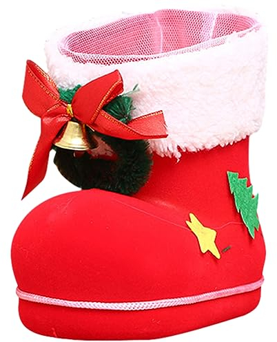 Starnearby Weihnachtsdeko Rot Nikolausstiefel, Weihnachtsdekoration Stiefel zum Befüllen und Aufhängen, Weihnachten Ornament für Familie Freund Urlaubsatmosphäre Dekorationen(L)