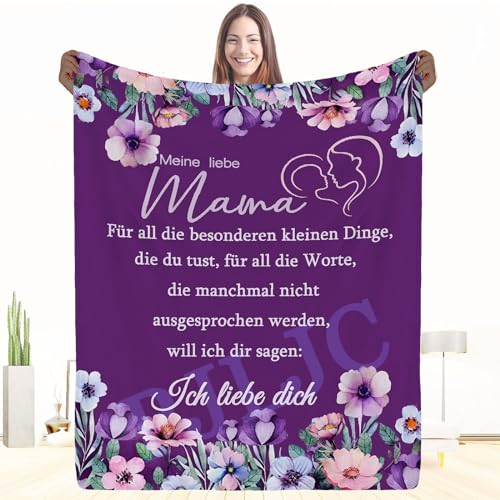 PJLJC Geburtstag Mama, Flauschig Flanelldecke Geschenk für Mutter, Muttertagsgeschenk Geburtstagsgeschenk,Lila-150 * 200cm