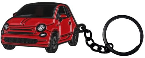 BIHEE Porte-Clés Compatible Avec Fiat 500, Mini Accessoires de Porte Clé de Voiture en Métal pour Cadeau, Rouge