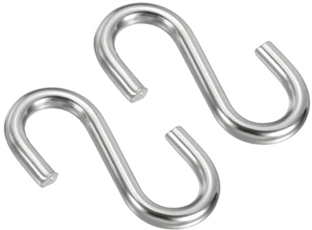 PATIKIL Ganci a S, 2pz 3.2 Pollici, in Acciaio Inossidabile 304 per Appendere Amache, Supporti per Altalene, Piante, Garage, Officina, Utilizzo Domestico, Tono Argento