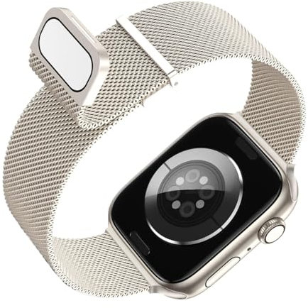 Bracelet compatible avec Apple Watch 42mm 44mm 45mm49mm Series 9 8 7 6 5 4 3 2 1 SE Metal magnetic acier inoxydable Lumiere Stellaire