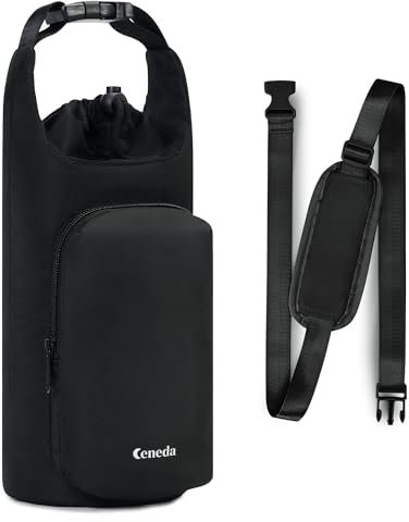 Ceneda Water Bottle Carrier Bag with Phone Pocket 32oz 40oz Tumbler Insulated Water Bottle Holder with Adjustable Shoulder Strap Carrier Sling Bag (Black)