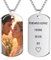 BEXOA Collier Personnalisé avec Gravure Photo et Texte Pendentif Dog Tag Cadeau pour Homme Femme Couples Amis et Famille (Argent UV)