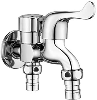 Fregadero de baño de grifo doble Fregadero de agua de agua fría Fregadero Lavadora lavadora de lavabultura Manguera divisor Divisor de doble salida de grifo para baño de cocina, cromo A (color: cromo