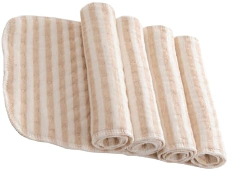 LABRIMP Lot de 4 Inserts Réutilisables en Coton Biologique Marron Barrière Anti-fuite et Doublure 3 Couches pour Couches Lavables Bébé
