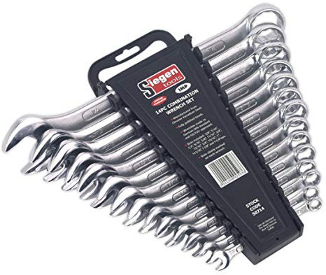 Sealey S0714 Imperial Combination Spanner Set, Silver, 14 Pieces