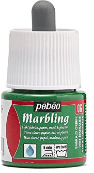 Pebeo - Marbling Bottle 45ml Emerald Green - Marble Effect Paint Pebeo - Emerald Green Gloss Paint - Marbling on Light and Porous Surfaces - 45ml - Emerald Green