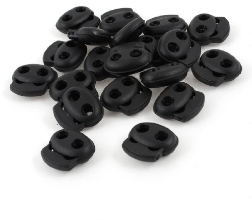 sourcing map 20pcs Arrêt de Cordon Serrure de Cordon Cordon Glisser 2 trou | Verrou de Cordon à Ressort bloqué, pour Vêtement Sac Lacet Camping, 3.6mm, réglage
