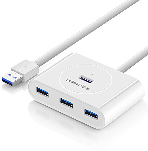 Ugreen, USB 3.0 a 4 porte super veloce, hub extra leggero, fino a 5 GB per Apple MacBook, Windows laptop e Ultrabook, tablet PC e smartphone, lunghezza 1 m bianco bianco USB 3.0 Hub