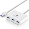 Ugreen CR113 Hub USB 3.0 - 4 Puertos con cable USB de 80cm, soporta altas velocidades de transmisión para disco duro,lector de tarjetas,teléfonos móviles, diseño compacto para Windows Surface, Ultrabooks y MacBook, Blanco