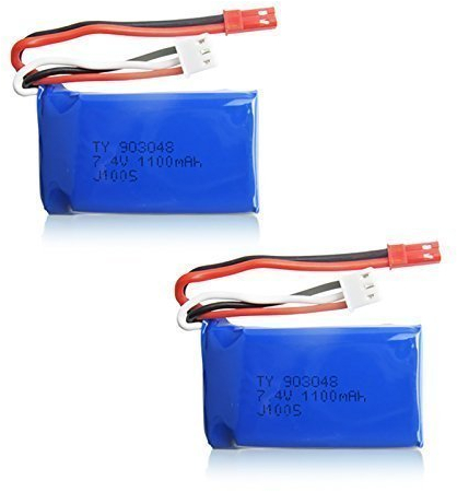 YUNIQUE GREEN-CLEAN-POWER - Batteries Lipo Rechargeables 7.4V 1100mAh 2 Pièces | Compatibles avec Wltoys A949 A959 A969 A979 V912 | pour Drone RC et Voiture RC, Bleu | 56 x 28 x 24 mm - 73 GR
