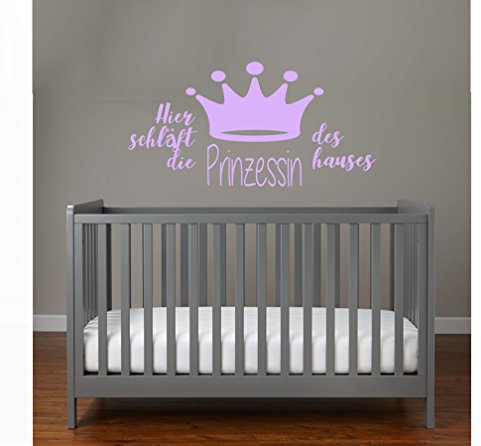 MacDecal.de Wandtattoo Wandaufkleber Sticker Hier schläft die Prinzessin des Hauses Kinderzimmer Babyzimmer Home (Flieder)
