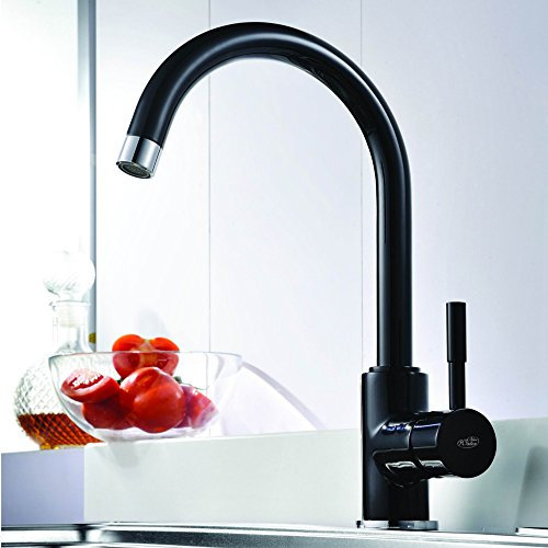 Bluewater COLORADO 2 Vie Acqua Rubinetto Nero Lucido, Designer Cucina rubinetto lavello rubinetto Blue Water, Miscelatore per lavello lavabo rubinetto miscelatore monocomando ad alta pressione
