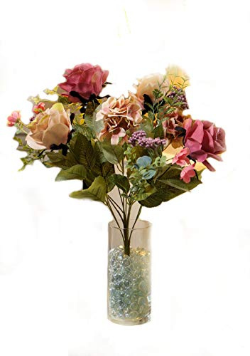 Best Artificial 50cm Vintage Silk Rose Flower Spray Bouquet Wedding Home Decoration Arrangement (Pink Coffee)