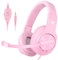 BUTFULAKE Casques de jeu pour PS4, PS5, PC, Xbox One, Nintendo Switch, casque supra-auriculaire avec microphone, casque de jeu, contour des basses, mousse à mémoire de forme douce, léger (rose)