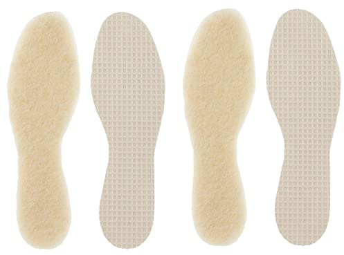 Green Feet 2 Paar dicke Lammwoll Einlegesohlen, mit gratis 5h Wärmebooster, warme Wollsohlen echte Lammwolle für Damen und Kinder in Größe 39