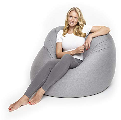 Lumaland Flexi Comfort Sitzsack Big | Flexibler Premium Bean Bag | 155 x 100 cm Sitzkissen | Ideal zum Liegen oder Sitzen | Sessel & Sofa für Kinder und Erwachsene [Hellgrau]