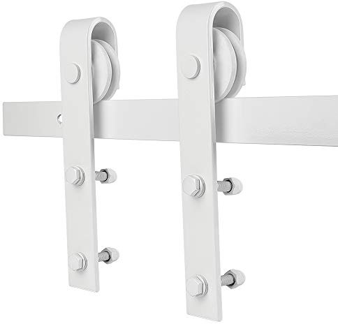 Binario per Porta Scorrevole Kit Accessori, Armadio per Porta Singola in Legno, Perfetto per Cucine, Ttudio, Camera da Letto Principale, Spogliatoio, Club, Bar (Bianco, 200cm)