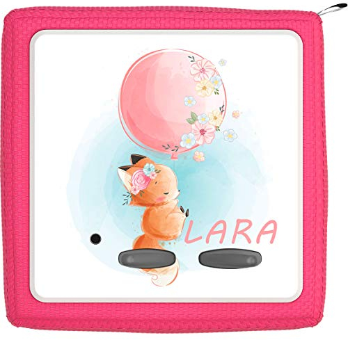 Coverlounge Folie passend für die Toniebox | Schutzfolie Sticker | individuell anpassbar | Baby Fuchs fliegt mit Luftballon mit Name personalisiert