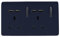Trendi 2 Gang Artistic Modern Glossy Screwless Raised 13 Amp 240v Short 4 USB Type A Charging Points Double Chrome Switched Electrical Wall Plug Socket Navy Blue - ART-SKT213USBNV