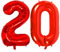 DIWULI Luftballon 20 Geburtstag XXL Rot - Zahl 20 Ballon