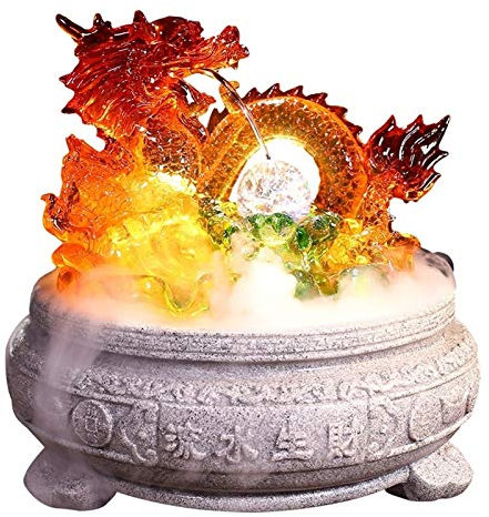 XXXXW Relaxation Desktop Fountains Indoor Desktop Fountain Lucky Glass Dragon Decoration Fountain Feng Shui Crystal Ball Interior Decoration Fountain, Resin Interior Water Feature